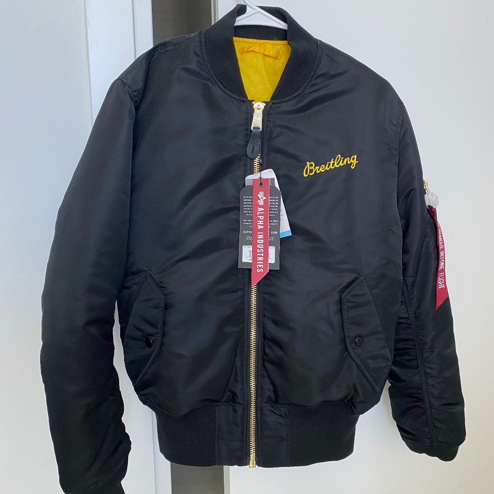 Limited Edition: BREITLING MA-1 Bomber Jacket Black Size S Male Reversible